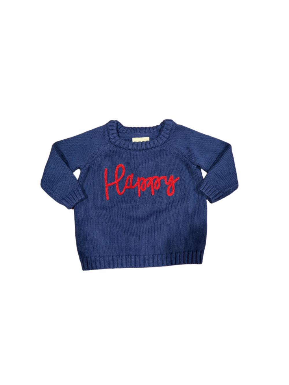 First Impressions Baby 0–3M “Happy” Navy Blue Knit Sweater